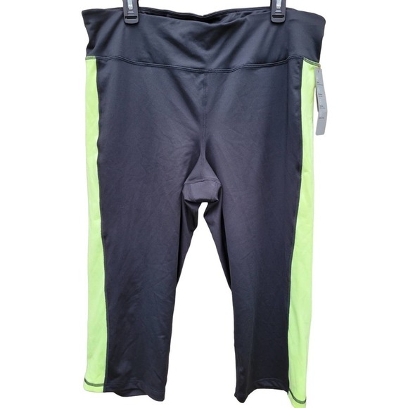 Ideology Womens Mid Rise Cropped Leggings XXL Barbell Lime NWT - Picture 2 of 10